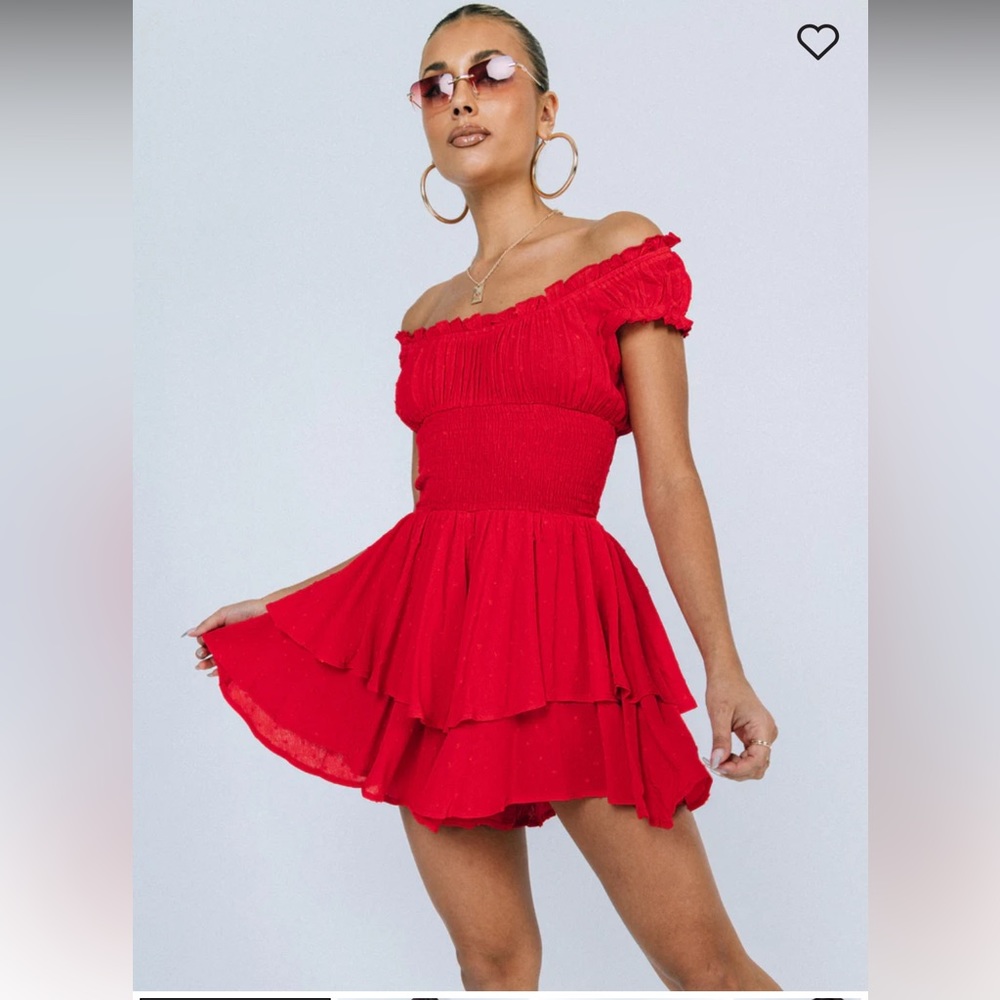 Princess Polly Love Galore Red Romper Dress